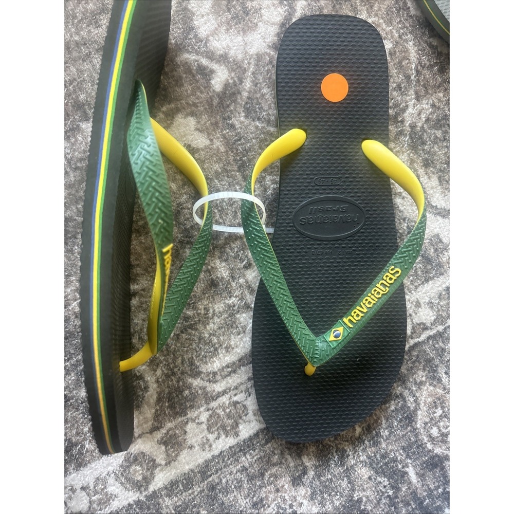 Havaianas Black Flag Logo Flip Flops Men's Size 13 (45-46) NEW Brazil Sandals